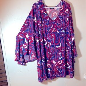 Du Jour Red white and blue paisley size 3X